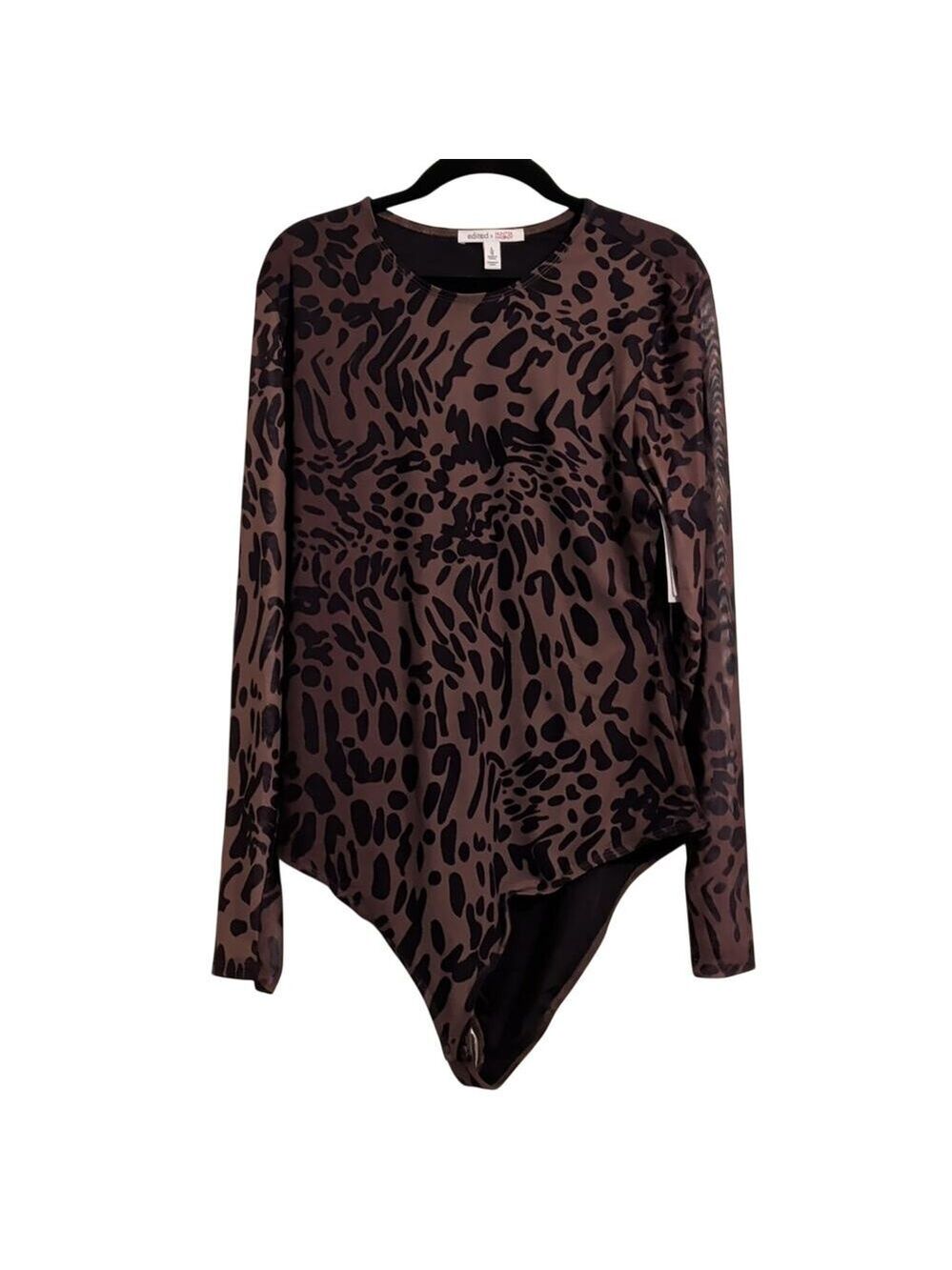 Women's Long Sleeve Bodysuit Size L Animal Print
